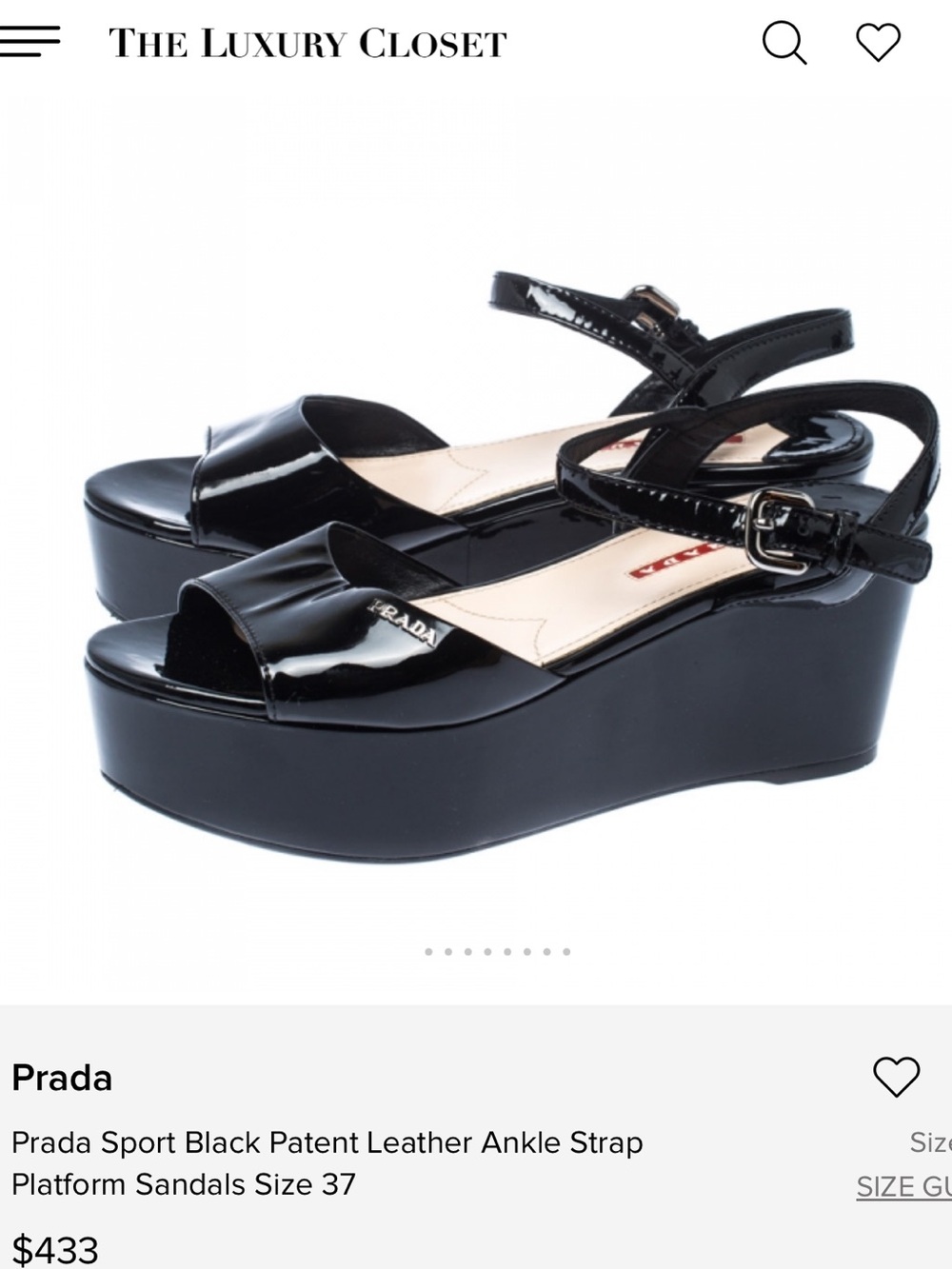 Prada Sport Glossy Black Platform Sandals